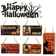 thumbnail image 4 of Halloween Decorations Vintage Happy Halloween Wreath Front Door Decorations Hanging Sign Welcome Sign Wooden Front Door Hanger for Wall Indoor Home Decor, 4 of 4