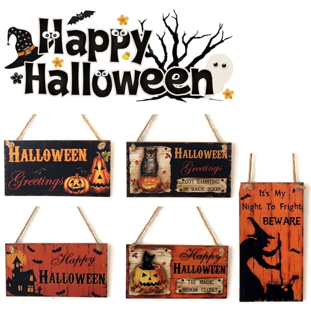 Xihbxyly Letrero de Amistad de Halloween, Colgante Decorativo de Madera, Impresión de Alta Precisión En Colores Brillantes, Ideal para Colgar En Interiores y Exteriores, Regalo de Temporada para Pare