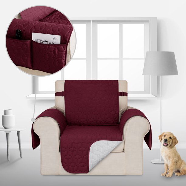 Deconovo Funda de sofá resistente al agua, 1 unidad, burdeos, 53 cm de ancho x 190 cm de largo, funda protectora para muebles, ideal para mascotas y niños.