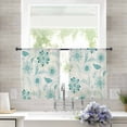 thumbnail image 3 of Teal Boho Semi Sheer Curtains 54 Inch Length 2 Panels Set, Vintage Pattern Ethnic Flower Tribal Leaf Sheer Kitchen Curtain Privacy Voile Window Curtain for Living Room Bedroom Rod Pocket Drapes, 3 of 7
