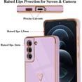 thumbnail image 3 of Compatible with Samsung Galaxy S22 Plus 6.6" 2022 Cute Case Thin for Women Girls,Soft TPU Plating Bumper Love Heart Case Anti-Scratch Shockproof Raised Reinforced Corners Case(Elegant Purple), 3 of 14