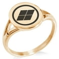 thumbnail image 1 of Stainless Steel Matsumae Samurai Crest Minimalist Oval Top Polished Statement Signet Ring, 1 of 1