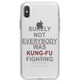 thumbnail image 1 of DistinctInk Clear Shockproof Hybrid Case for iPhone X / XS (5.8" Screen) - TPU Bumper Acrylic Back Tempered Glass Screen Protector - Surely Not Everybody Was Kung Fu Fighting, 1 of 5