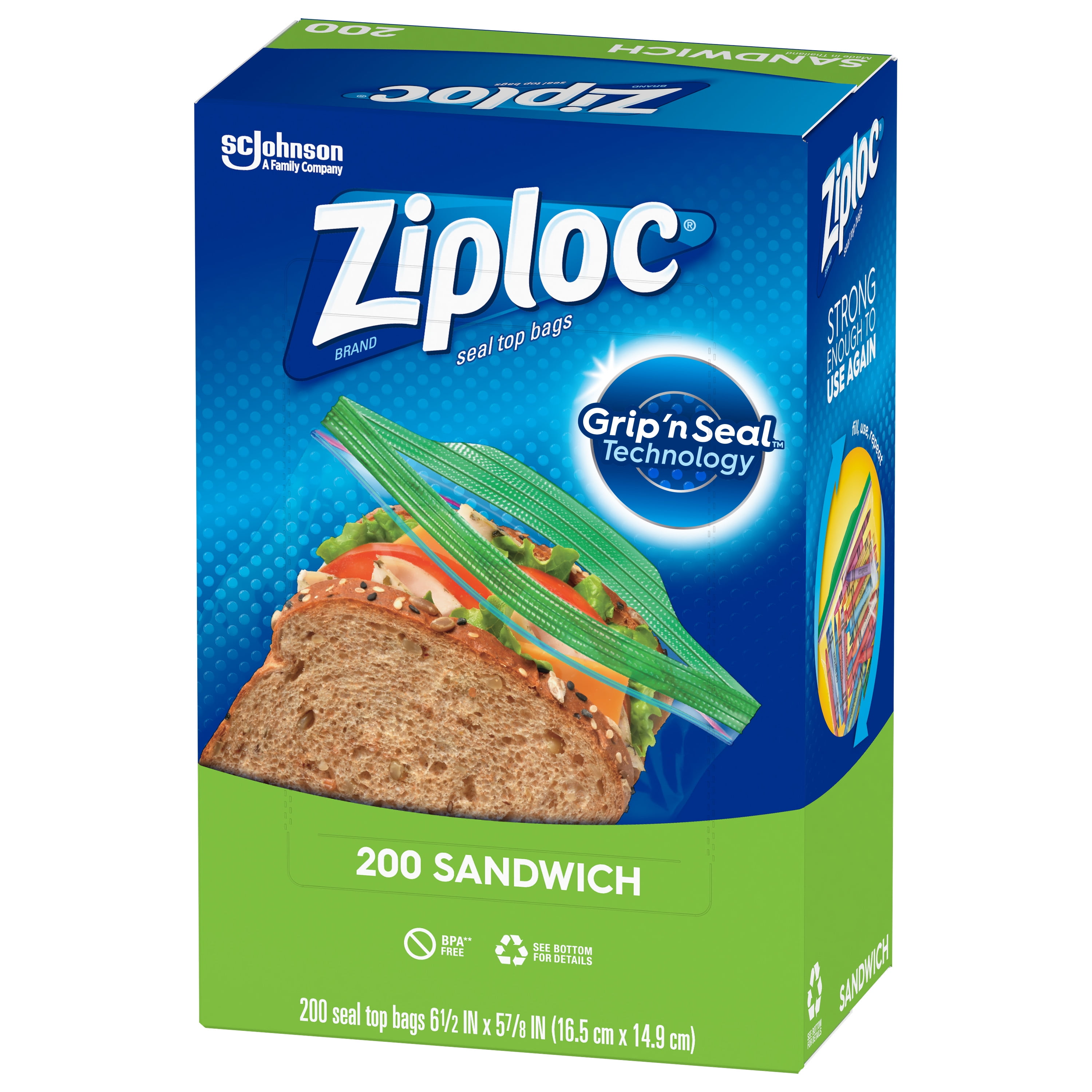 Ziploc Sandwich and Snack Bags, Storage Bags for On the Go Freshness, Grip  'n Seal Technology for Easier Grip, Open, and Close, 280 Count