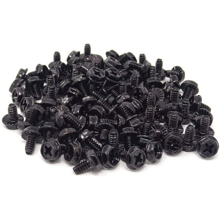 

DancePeanut 100PCS 6#-32x6 Hex Phillips Head Replacement PC Computer Case Mounting Screws Fastener for Building Repairing and Maintaining Computer Systems (Black Zinc)