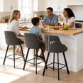 thumbnail image 5 of FIRAVOE Bar Stools Set of 3, 26" Swivel Barstools Counter Height Bar Stools with High Back, Linen Bar Chairs Counter Stools for Kitchen Island, Gray, 5 of 11