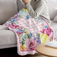 thumbnail image 3 of Easter Blanket Soft Cozy Warm Throw Blanket for Couch, Plush Fuzzy Flannel Fleece Blankets for Sofa, Watercolor Eggs Floral Leaves Botanical Pink Plaid Bed Blankets Lightweight Gifts for Men, 50"x80", 3 of 9