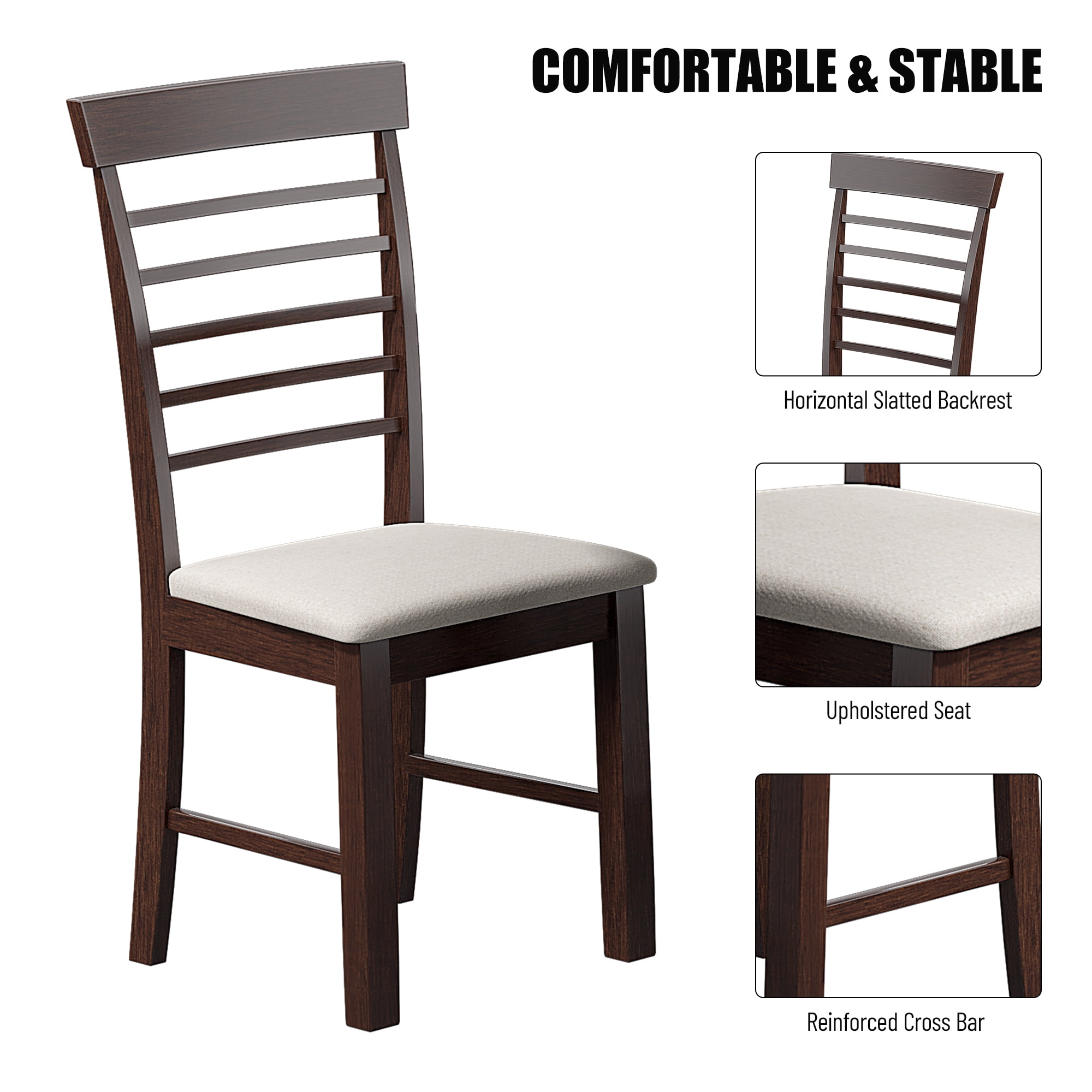 Kadyn 2 PCS Dining Chair, Kitchen Chairs with High Backrest Cushion for Small Space, Brown+White Kadyn 2 PCS Dining Chair, Kitchen Chairs with High Backrest Cushion for Small Space, Brown+White