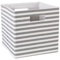 thumbnail image 2 of Design Imports CAMZ10603 Cube de Rangement Carré en Polyester à Rayures Fines 13 x 13 x 13 Po, Gris, 2 of 4
