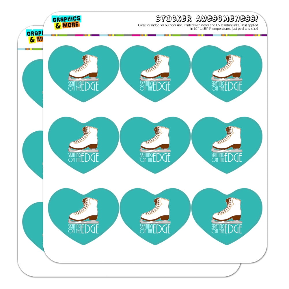 Ice Skates Figure Skating Living On The Edge 2 Heart Shaped Planner  Calendar Scrapbook Craft Opaque Stickers