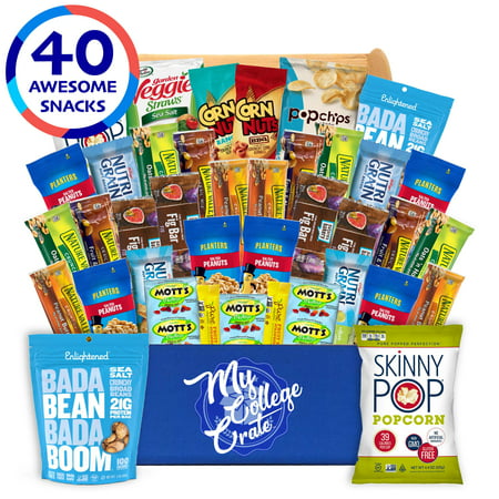 My College Crate Ultimate Healthy Snack Care Package for College Students - Variety Assortment of Healthy Snacks (40 Snacks) - The Healthy College Survival