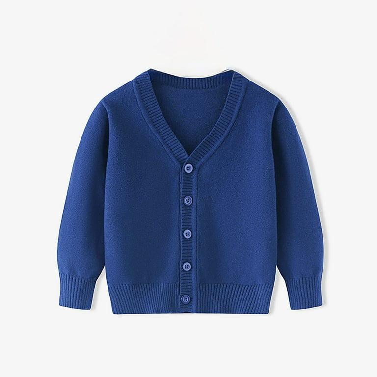 Unisex Boys Girls Cardigans Sweater with Button Long Sleeve Knit