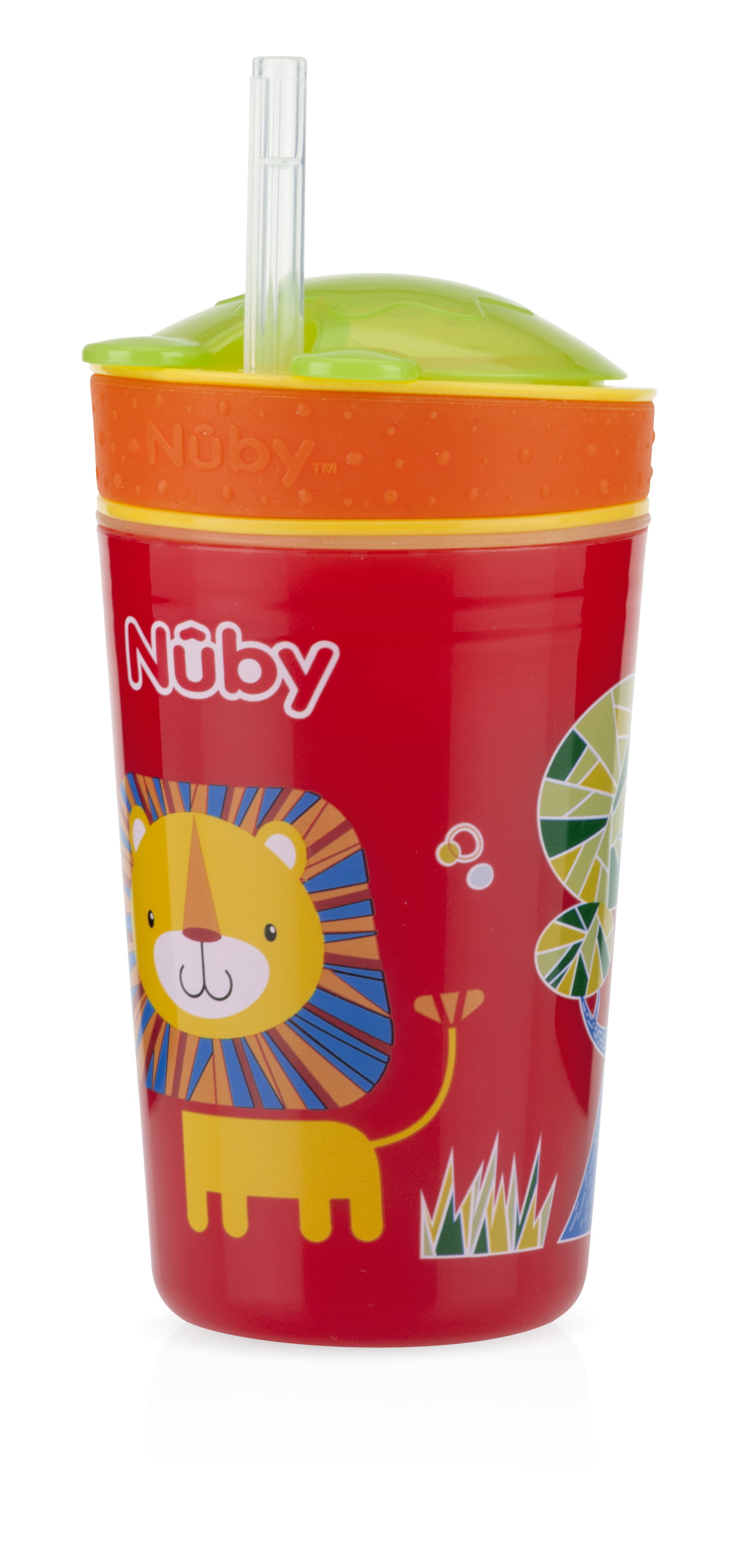 Nuby Snack N' Sip Tumbler with Straw 12+ Mo No Spill 9 oz Green Monkey BPA  Free