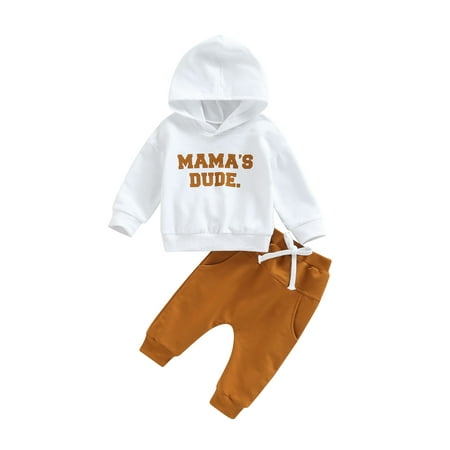 

Huakaishijie Infant Baby Boys Pants Set Hooded Letter Sweatshirt Top Pocket Pants 2Pcs Outfits