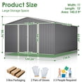thumbnail image 4 of LZBEITEM 11 x 13 ft Outdoor Storage Metal Shed with Floor Frame Kit, Galvanized Steel Garden Shed, Building Tool Sheds with Lockable for Backyard Patio, Gray, 133.68x161.4x80.76 in, 140.5 Sq ft, 4 of 16