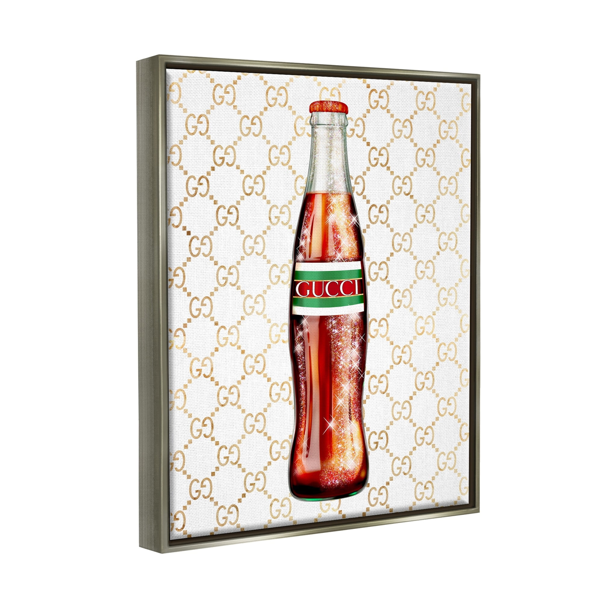 Stupell Industries Stylish Cola Bottle Kitchen Glam Fashion Pattern Graphic Art Luster Gray Floating Framed Canvas Print Wall Art, Design by Ziwei Li
