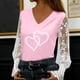thumbnail image 1 of Xuyuer Women's Romantic Lace Insert V-Neck Blouse with Floral Print and Delicate Sleeves, Feminine Elegant Top for Date Nights, Garden Parties and Special Occasion Outfits, 1 of 6