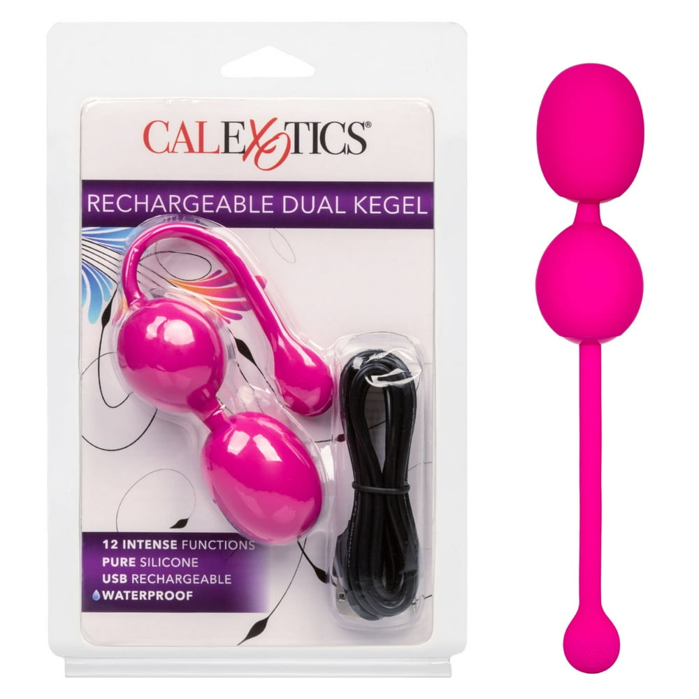 CalExotics Rechargeable 12Function Silicone Dual Kegel Ball Pink