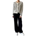thumbnail image 3 of Women'S Round Neck Striped Cropped Knit Cardigan White &, 3 of 8