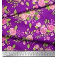thumbnail image 3 of Soimoi Purple Japan Crepe Satin Fabric Rose Floral Print Fabric by the Yard 42 Inch Wide, 3 of 3