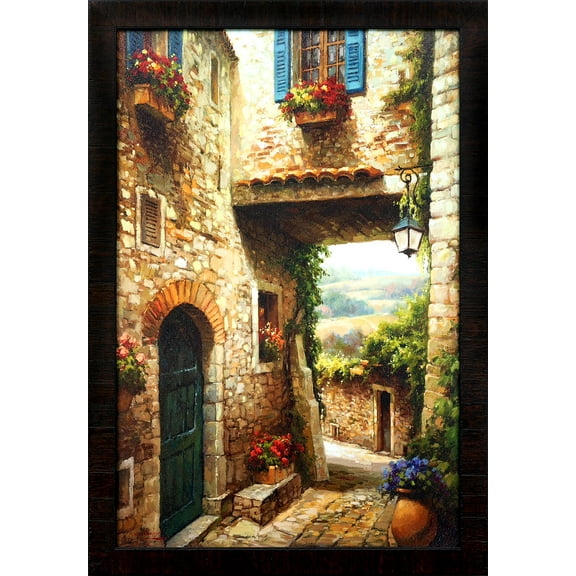 Charming Walkway Tuscan Framed Wall Art for Living Room or Bedroom