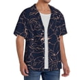 thumbnail image 2 of Balery Copper-Gold Gloss Outline Flower Camisa Casual de Manga Corta con Botones para Hombre, Texturizada, Estilo Cubano, para Playa, Verano-3X-Large, 2 of 5