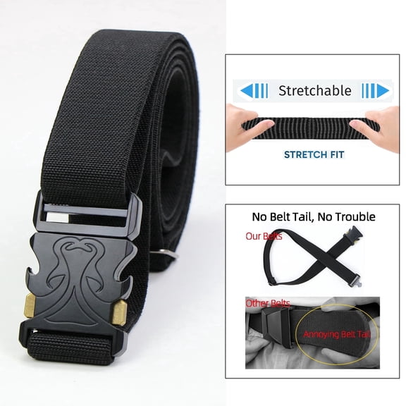 BeStrudur Belt for Men with Stretch,1.5" Elastic Nylon High Quality Strap, Hiking Rigger Work l Belt with Heavy Duty Quick Release Buckle