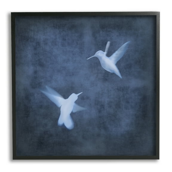 Stupell Abstract Blue Hummingbirds Silhouettes Animals & Insects Painting Black Framed Art Print Wall Art