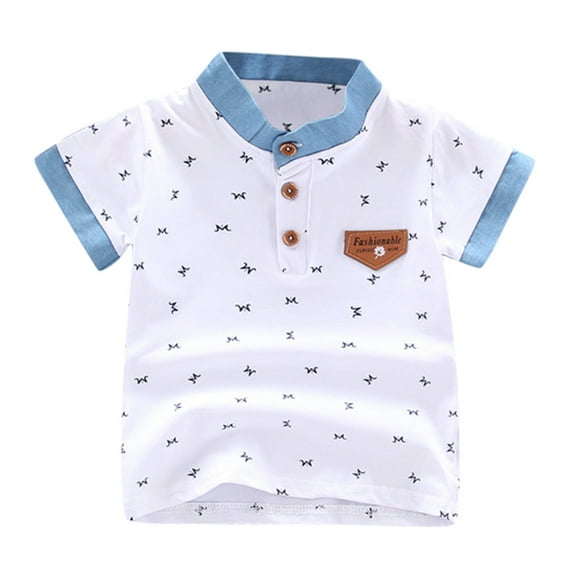 Gerichy Shirts for Boys Boys Tshirt Toddler Kids Baby Boys Print Letter Gentleman Button Shirt Tops Tee Clothes