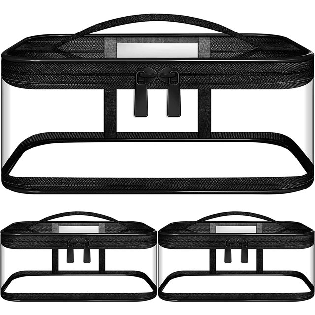 Muyoka bolsas de maquillaje transparentes, bolsas de cosméticos transparentes, bolsa de viaje de aseo portátil de PVC, bolsa de almacenamiento impermeable con cremallera, organizador con asa para viaj Muyoka Hogar