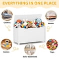 thumbnail image 4 of Kids Toy Box for Boys Girls, SESSLIFE Wooden Toy Box with Safety-Hinged Lid, Toy Organizer and Bench for Playroom, Bedroom, or Toddler Room, Supports up to 160 lbs, White, 4 of 8