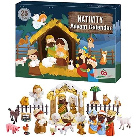 Advent Calendar 2025-25 Days of Christmas Nativity Scene Set - Countdown to for Kids Boys Girls Children Toddler Teens Indoor Toy$$Home Decor, Kitchen, & Other