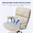 thumbnail image 4 of Raffle Pinker Genuine Leather Office Chair Executive Chair Ergonomic Desk Chair with Lumbar Support,Adjustable Swivel, White, 4 of 11