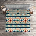 thumbnail image 3 of Ambesonne Abstract Quilted Coverlet 3 Pcs, Aztec Geometry Prehistoric, King Size, Blue White and Orange, 3 of 3