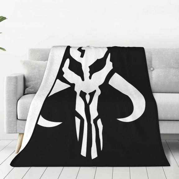 Manta de forro polar transparente con logotipo de mandaloriano y calavera mitosaurio, suave y cálida, para el hogar, camping, viajes, 152 x 127 cm