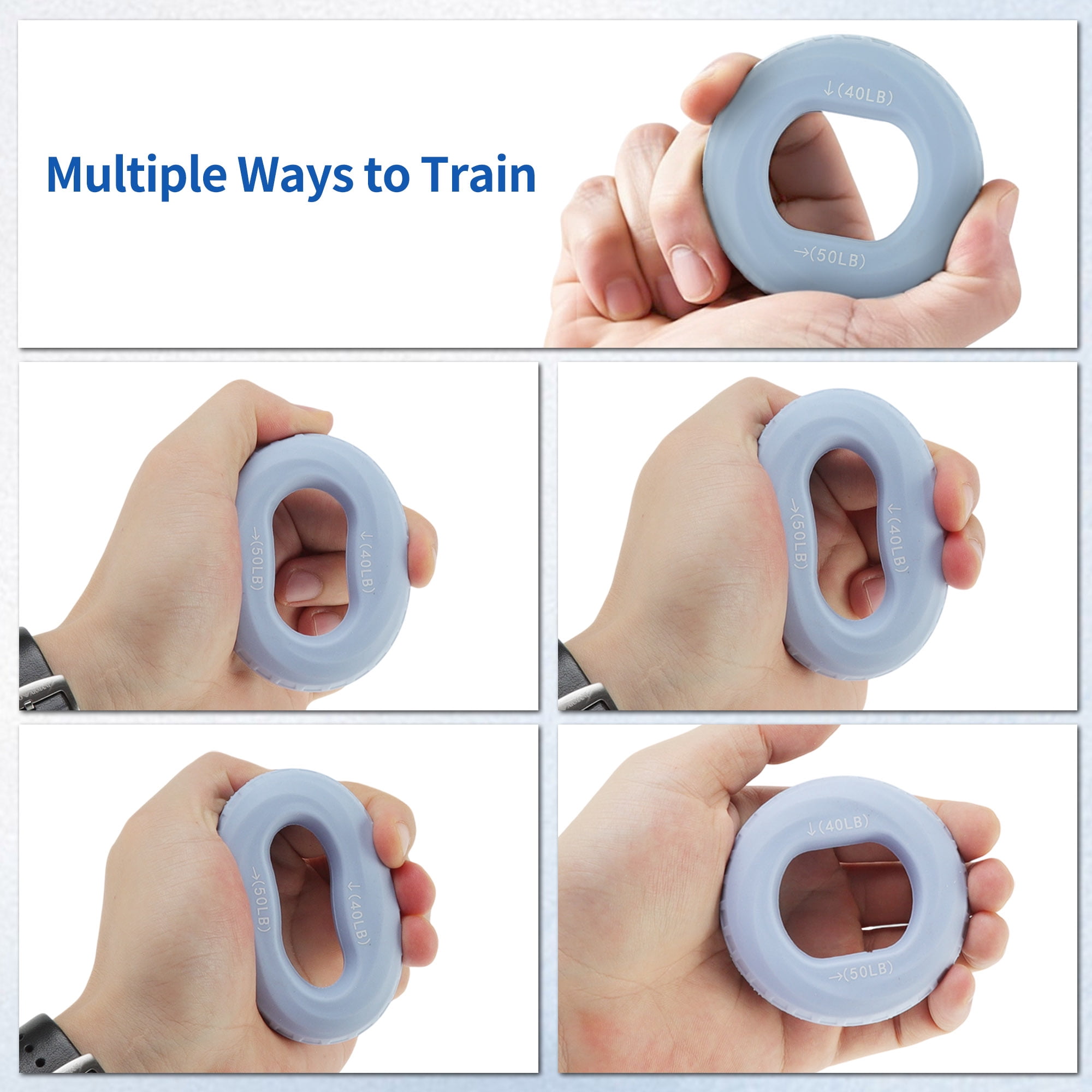Unique Bargains Adjustable Strength Grip Hand Grip Strengthener Circle Sky Blue