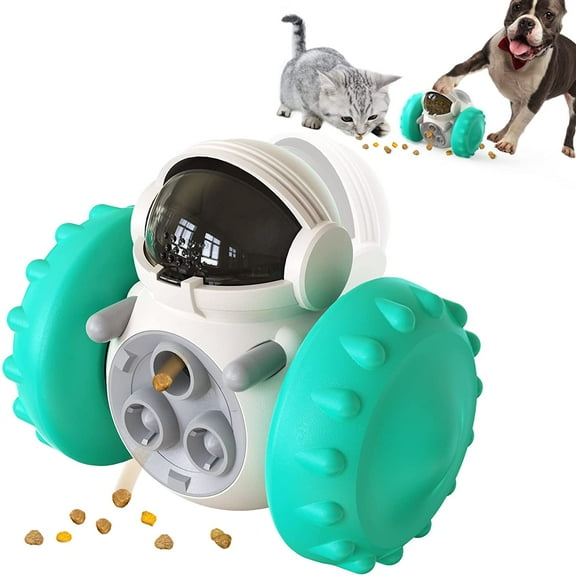 Interactive food toys for dogs and cats, food dispenser for dog treats, slow feeder for dogs, robot shaped treat dispensing educational toy
