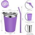 thumbnail image 4 of Flantor Kids Cups with Straw and Lids, 12 oz Leak-Proof Stainless Steel Drinking Water Tumblers, Set of 2, 4 of 7