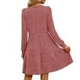 thumbnail image 5 of Tdoqot Womens Cotton Dresses with Pockets- Long Sleeve Stretch Ruffle Casual Midi Dress Spring Dresses Pink Size XL, 5 of 8
