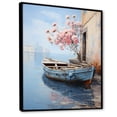 thumbnail image 2 of Designart "Blossoms on Pastel Port Boat I" Coastal Framed Wall Art - Coastal Blue Coastal Boat Entryway Framed Wall Art Print, 2 of 6
