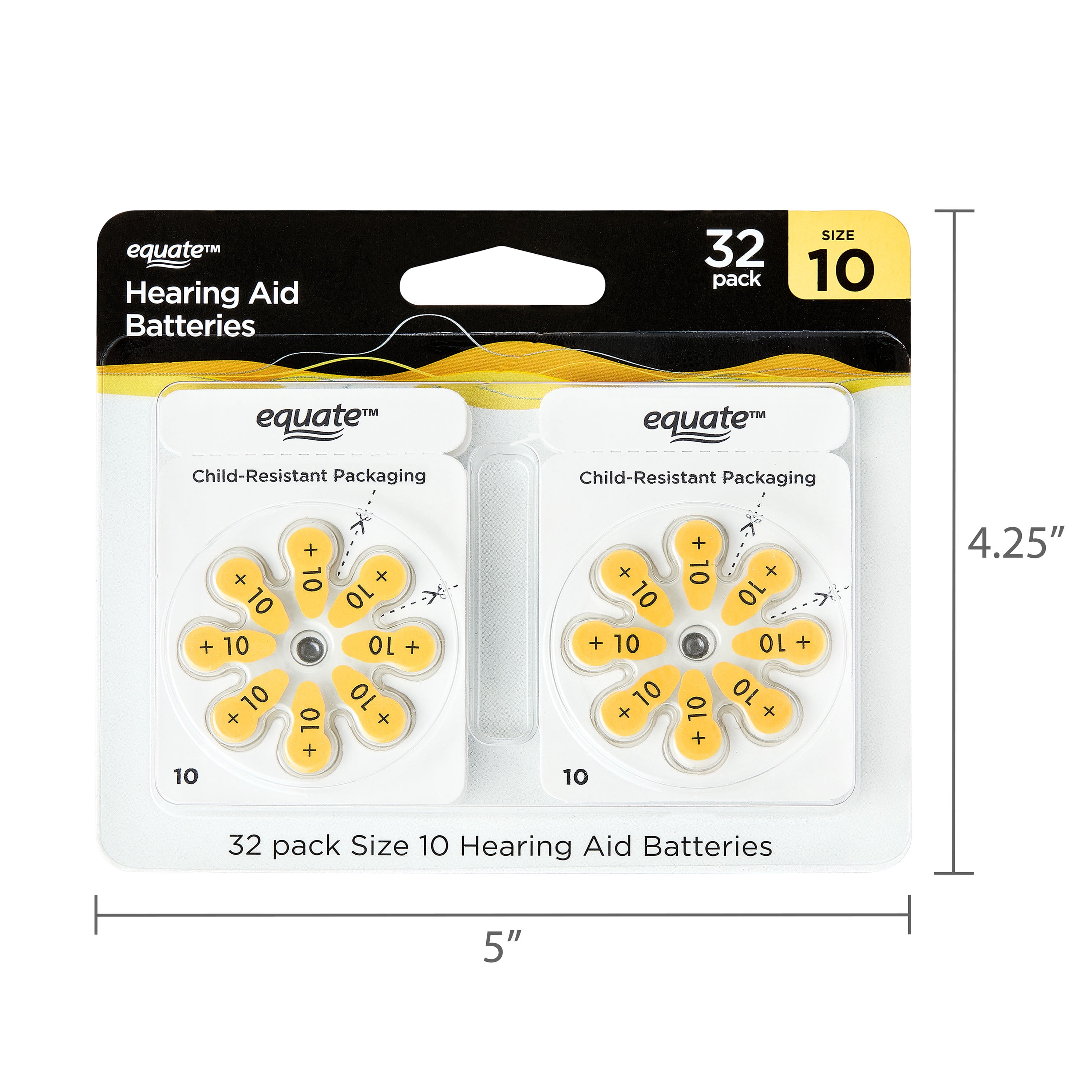 Equate Hearing Aid Batteries, Size 10, 32 Pack