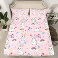 thumbnail image 2 of Manfei White Lovely Rabbit Twin Sheet Sets,Cartoon Zoo Animal Twin Fitted Sheet,Cute Flower Colorful Rainbow Flat Sheet For Girl,Luxury Bedroom Decor,3 Pieces, 2 of 7