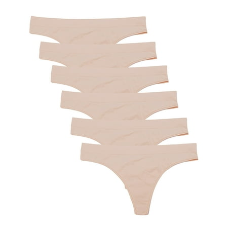 

Kalon Women 6 Pack Seamless Nylon Spandex Thong Panties