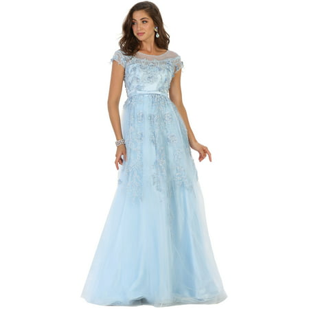 SHORT SLEEVE GALA EVENING GOWN & PLUS SIZE