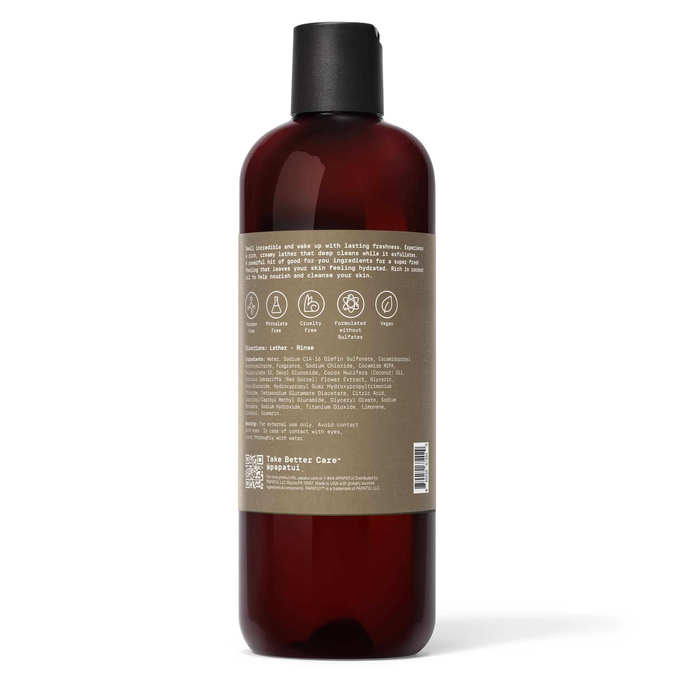 Papatui Refreshing Men's Body Wash, Lush Coconut, 18 oz