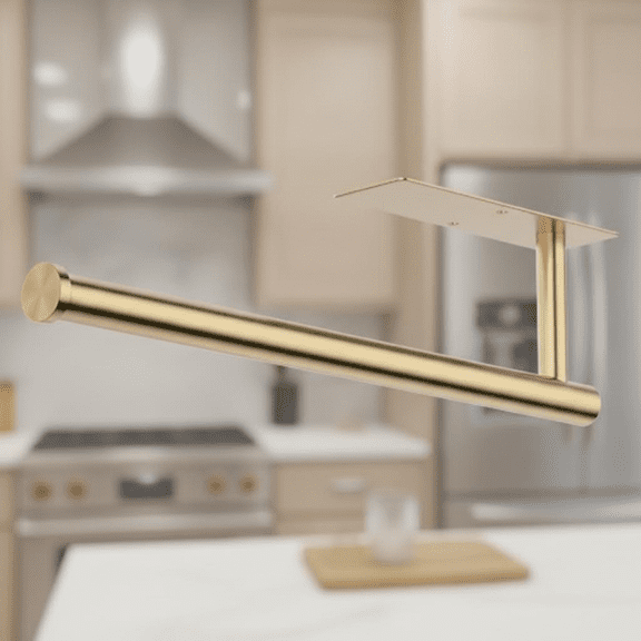 Under Cabinet Paper Towel Holder, No Drill Self-Adhesive Wall Mount for Kitchen and Bathroom, Easy Installation, Durable Space Saving Stainless Steel, Ideal for Home, RV, and Office Use (Gold Finish)