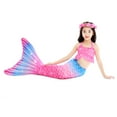 thumbnail image 5 of 【Uhome】Girls Mermaid Bathing Suit 3PCS Hot Spring Bikini Swimsuits with Fish Tail Kids Beach Costume Set 3-12Y, 5 of 8