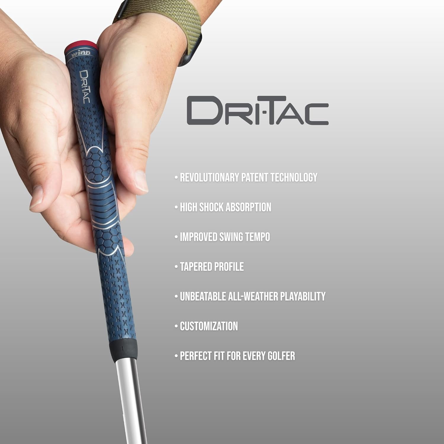 Winn Dri-Tac Standard Navy Blue - 9 Piece Golf Grip Bundle