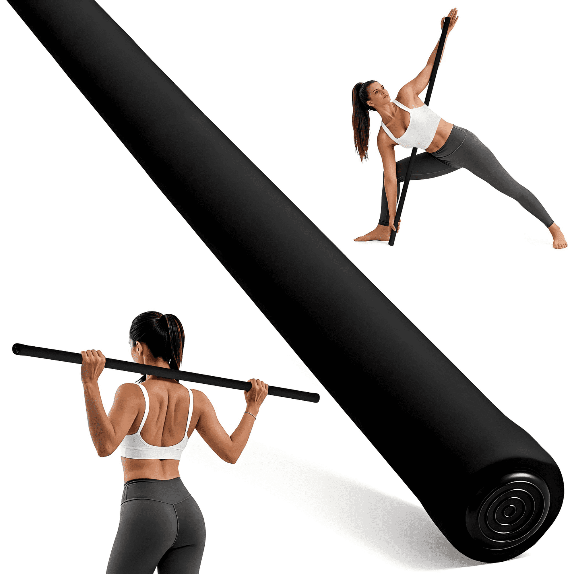 Adjustable Yoga Stick for Stretching & Balance, Upgraded Workout Pilates Equipment for Back Posture Corrector, 4-Section Steel Mobility Bar for Flexibility, Physical Therapy, Exercise Training