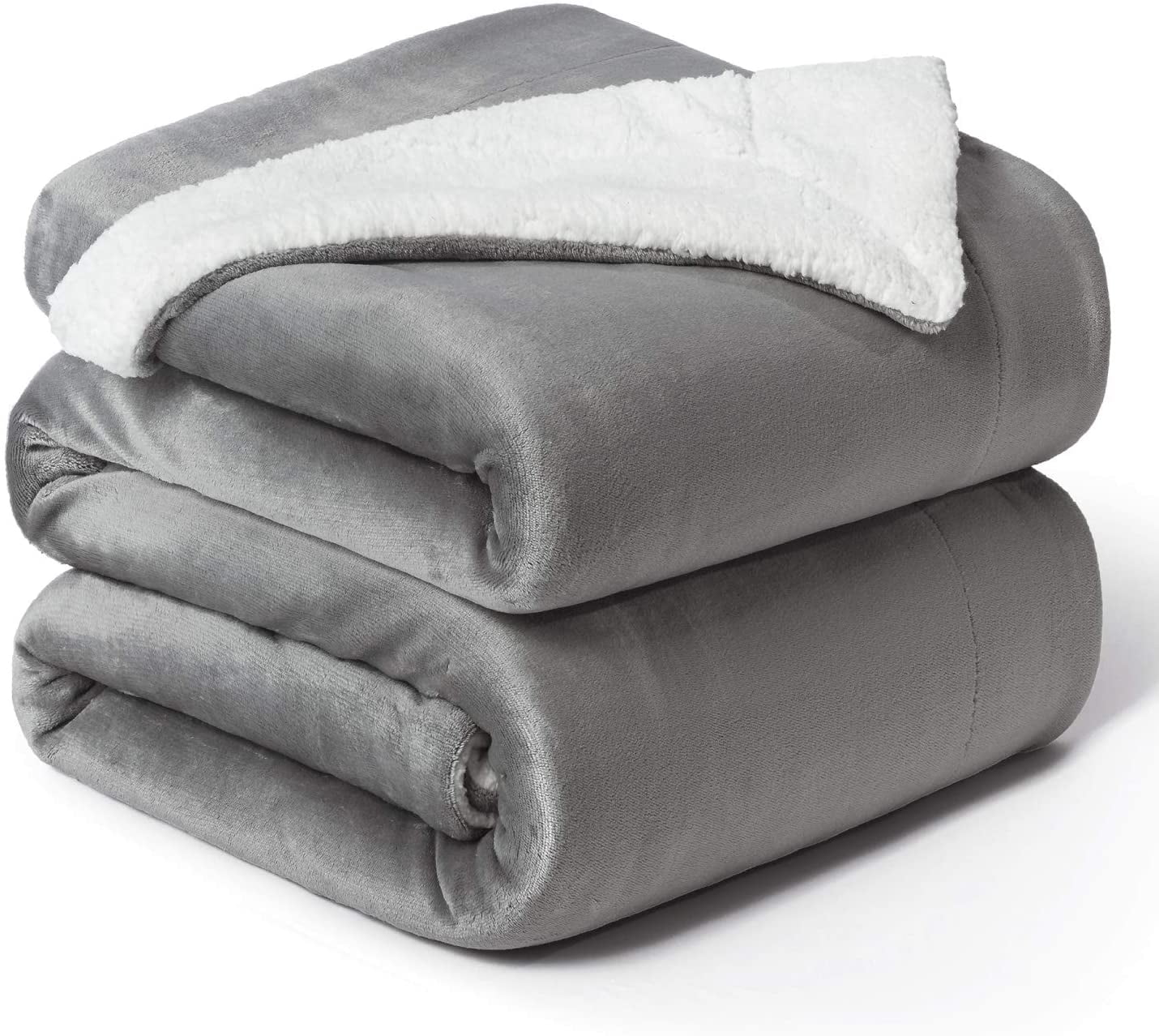 Bedsure Sherpa Fleece Throw Blanket for Couch Light Grey Thick Fuzzy Warm Soft Blankets and Throws for Sofa 50x60 Inches